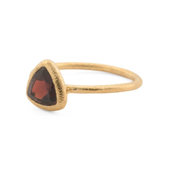 SHAANTI JEWELS  India 18k Gold Plated Sterling Silver Trillion Birthstone Ring - Picture 1 of 2